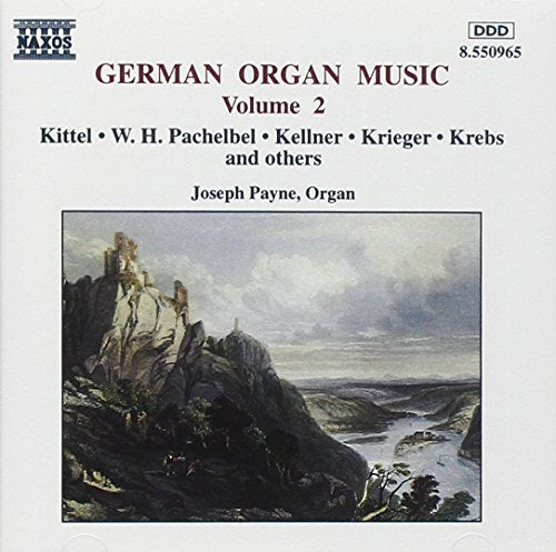 CD cover with landscape painting and text "German Organ Music, Volume 2" on a white background.