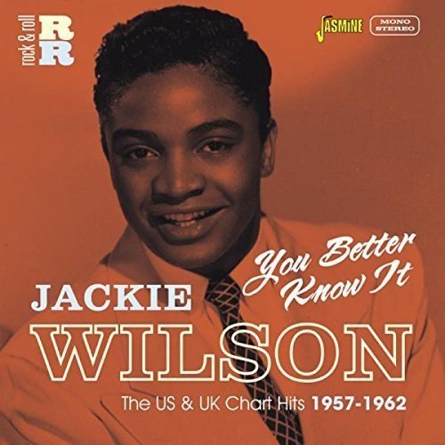 "CD cover featuring Jackie Wilson, with title and artist name on orange background."
