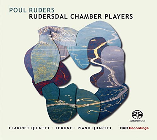 CD cover for Poul Ruders' chamber music, abstract blue and gold design.