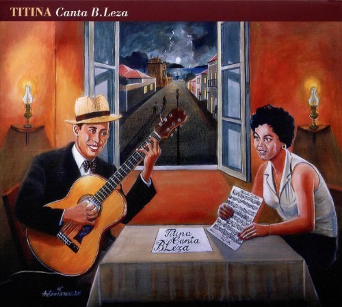 "CD cover art: man playing guitar, woman reading sheet music, at a table by a window."