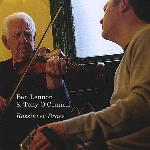 Two musicians playing violin and bouzouki, CD cover art.
