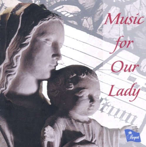 A CD cover featuring a statue of Mary holding Jesus, with sheet music background.