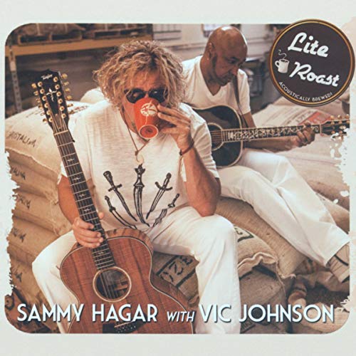 Sammy Hagar album cover, “Lite Roast”, featuring a man with a guitar.