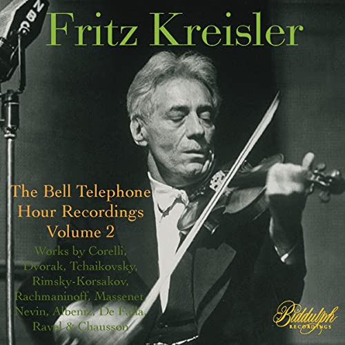 Fritz Kreisler playing violin, CD cover for "The Bell Telephone Hour Recordings, Vol. 2".