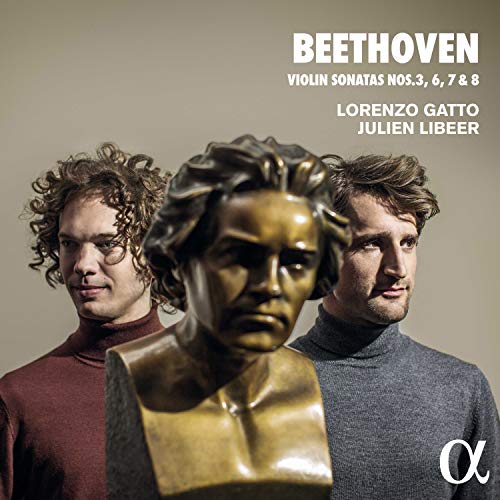 CD cover featuring a bronze Beethoven bust and two musicians behind.