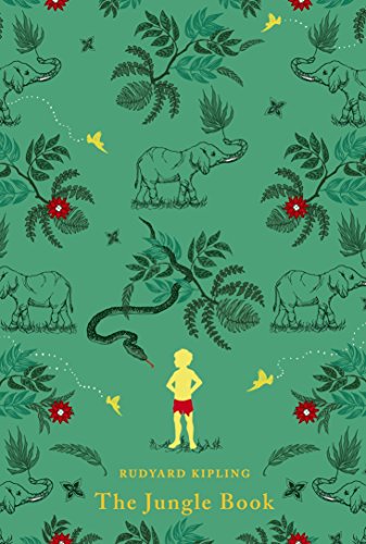 The image shows a green book cover with a boy and jungle animals.