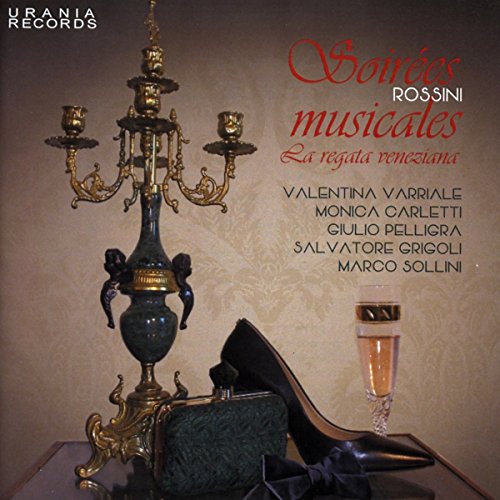 "CD cover with candelabra, purse, champagne flute, and violin on a table."