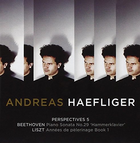 Andreas Haefliger's album cover featuring a man in black with multiple headshots.