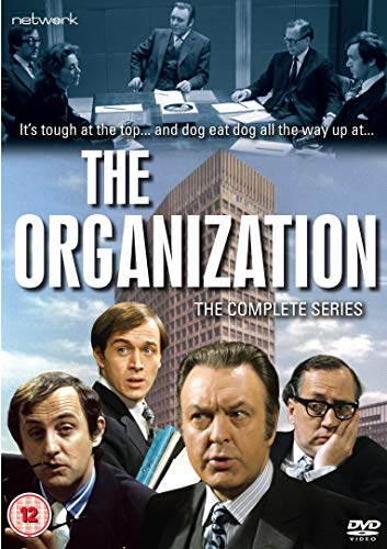 DVD cover for "The Organization" featuring four men in suits and a skyscraper.