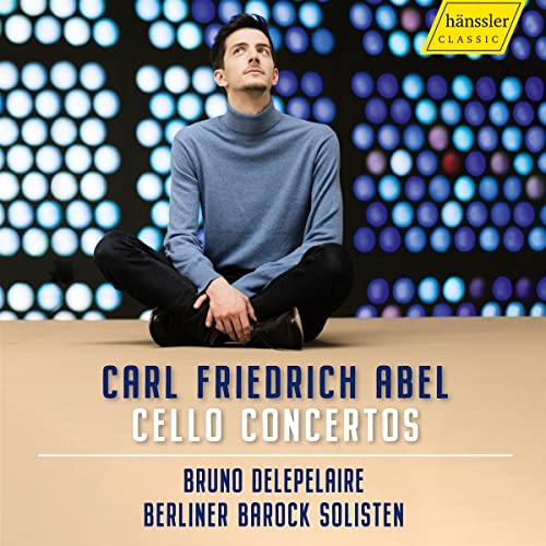 CD cover featuring cellist Bruno Delepelaire seated against a blue light backdrop.