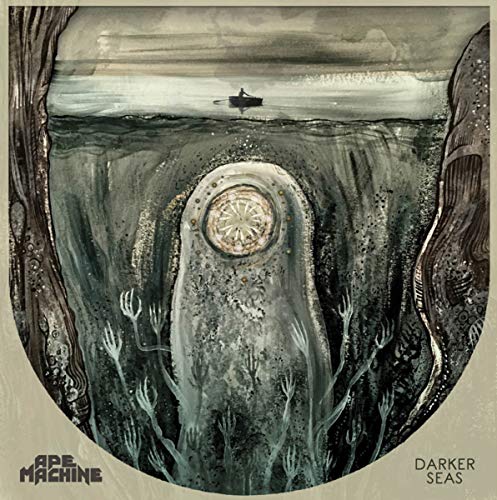 Dark, surreal illustration of a sea with a large, circular form below.