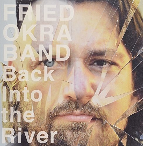 "Album cover with a man's face behind broken glass, titled 'Back Into The River'."