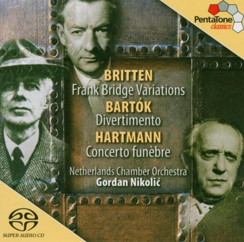 CD cover with three men's portraits and musical composition details on a metal background.