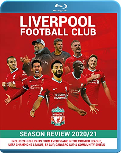 Liverpool FC 2020/21 season review Blu-ray cover with team photo.