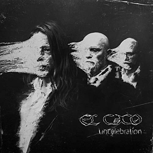 Dark album cover featuring three obscured faces and band logo.