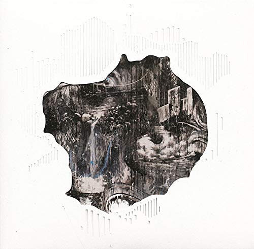 Vinyl record cover with abstract landscape and cut-out design.