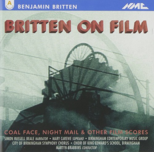 "Britten on Film CD cover with a black and white image of a coal mining machine."