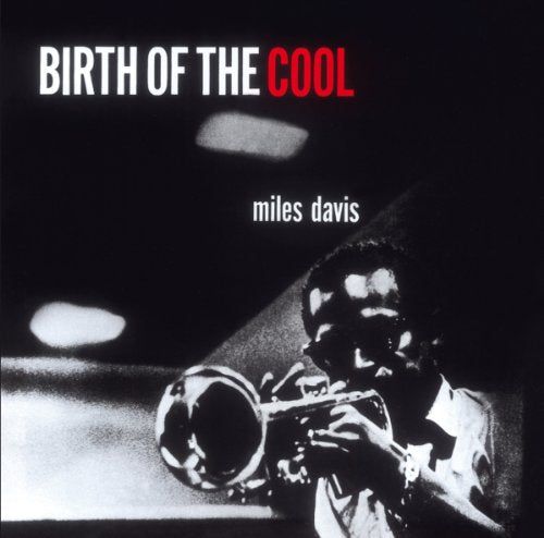 Album cover: Miles Davis playing trumpet in black and white.