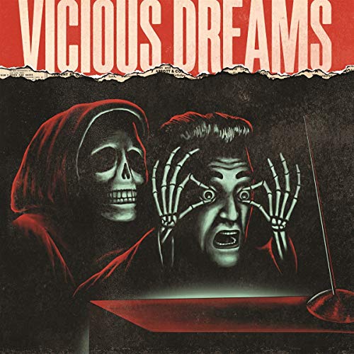 Vinyl album cover: horror imagery with a skeleton and distressed person.