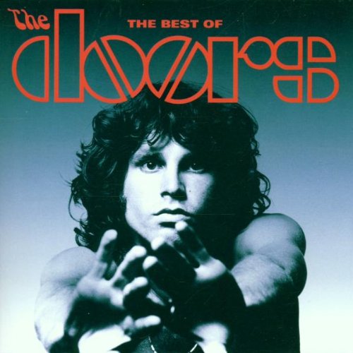 "CD cover featuring a black-and-white photo of Jim Morrison with red title text."