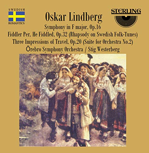 CD cover for Oskar Lindberg’s Symphony in F Major with folk art image.