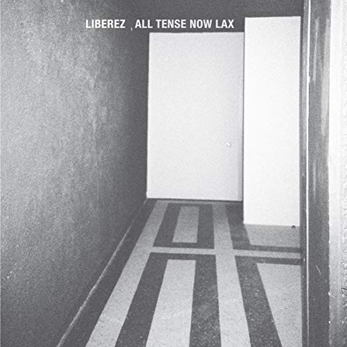 Black and white vinyl record cover with geometric hallway image.