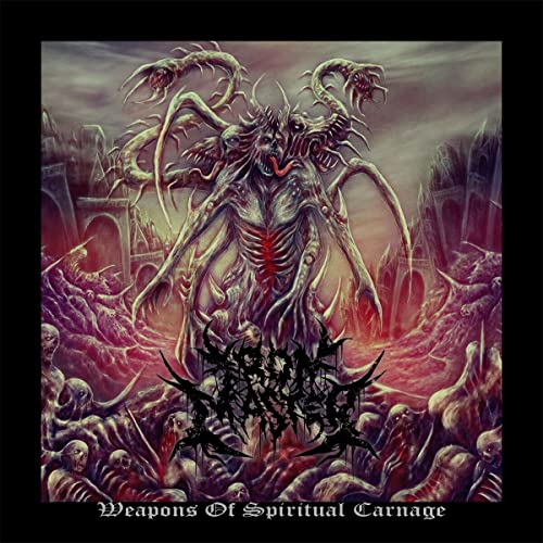 Dark fantasy album cover featuring a monstrous figure and chaotic battle scene.