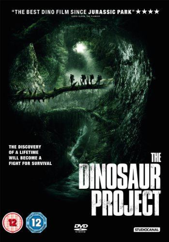 DVD cover for "The Dinosaur Project" showing explorers and a dinosaur skeleton.