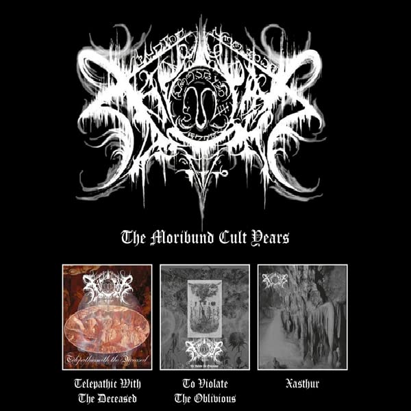 Xasthur CD cover: ornate white logo on black, with album art thumbnails.