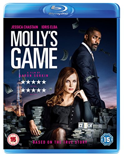 “Molly’s Game” Blu-ray cover featuring Jessica Chastain and Idris Elba.
