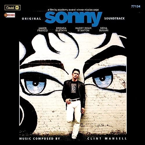 “Sonny” soundtrack CD cover with painted eyes and a man standing below.