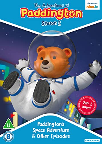 Paddington Bear in a spacesuit floats against a blue, starry background.