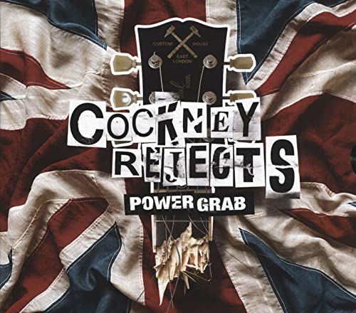 Cockney Rejects album cover with guitar and Union Jack background.