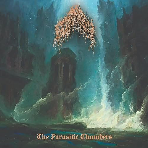 Dark fantasy album cover with a crumbling stone structure and swirling mist.
