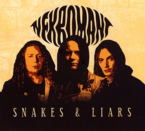 CD cover for Nekromantās āSnakes & Liarsā featuring three people.