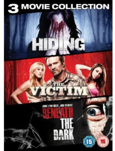 DVD cover featuring three horror movies: Hiding, The Victim, and Beneath The Dark.