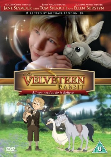 DVD cover for "The Velveteen Rabbit" featuring a child and animated characters.
