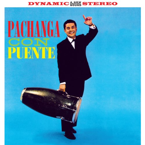 CD cover: Tito Puente in suit points up, with conga drums.