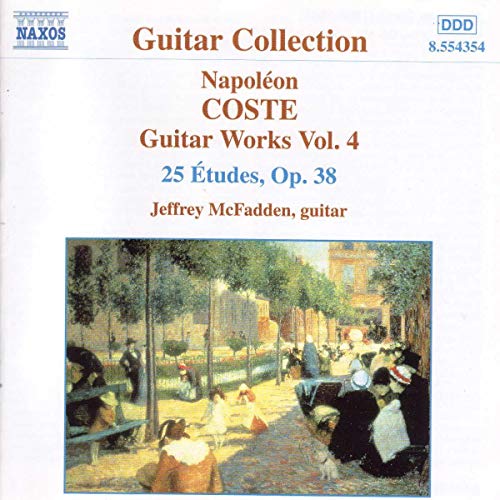 CD cover for “Coste: Guitar Works, Vol. 4” featuring a park painting.