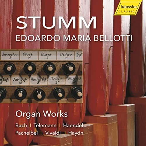 CD cover for "STUMM - Organ Works" by Edoardo Bellotti, featuring organ keys.