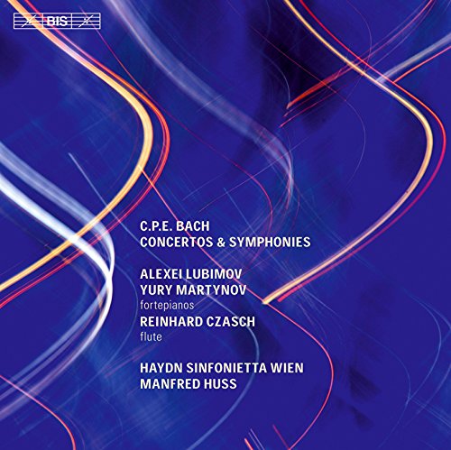 A blue album cover with white text and swirling red and yellow lines.
