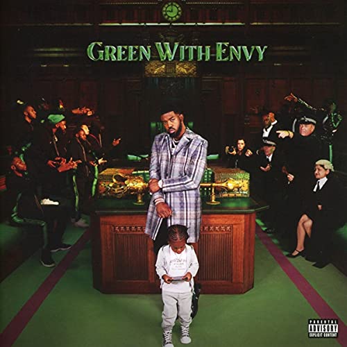 Tion Wayne album cover: group portrait in a green-toned parliamentary setting.