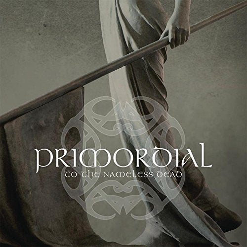 A person in a tattered robe holding a staff, with "Primordial" text overlay.