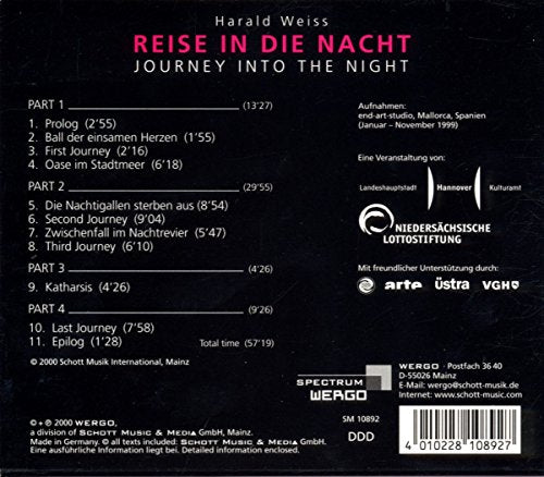 Black CD case with white and pink text, displaying tracklist and barcode.