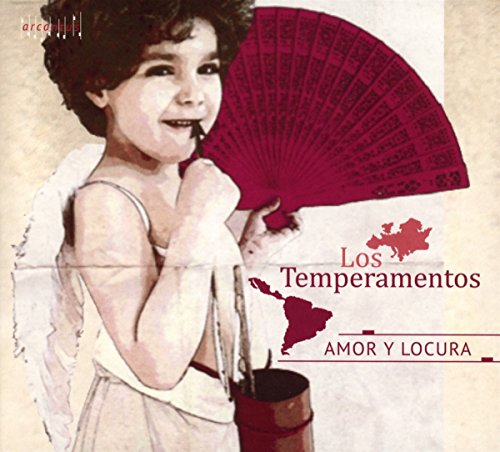 CD cover: woman with red fan, map of South America, text “Los Temperamentos”.
