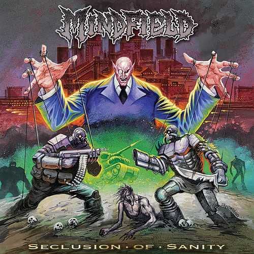 Album cover: "Minefield - Seclusion Of Sanity" featuring a puppet master and soldiers.