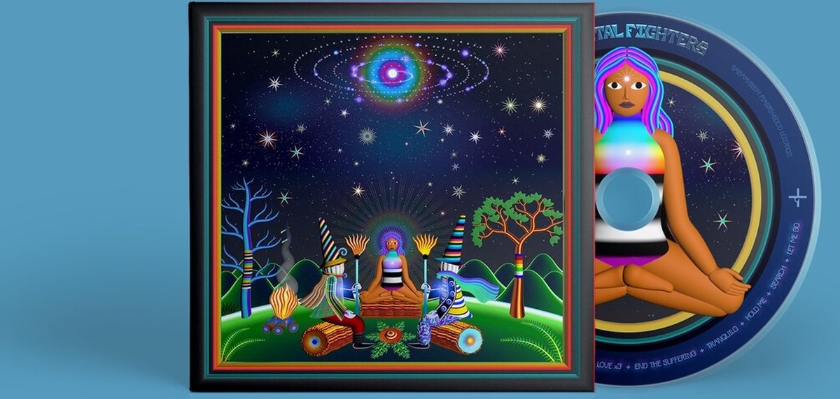 CD cover for Crystal Fighters’ “Light+” featuring colorful, surreal landscape.