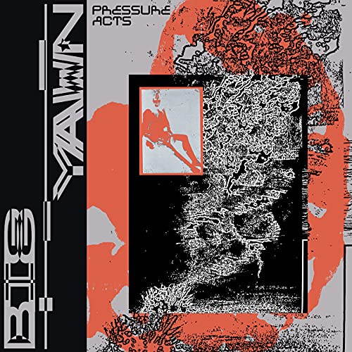 Album cover with abstract red and grey shapes, a black rectangle, and stylized text.