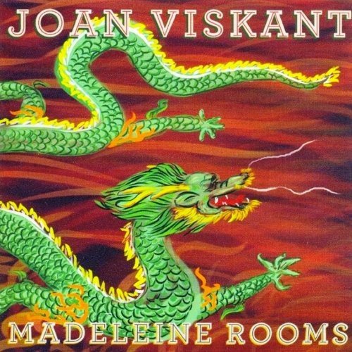 "CD cover with green dragon illustration, red background, and artist/album name 'Joan Viskant - Madeleine Rooms'."