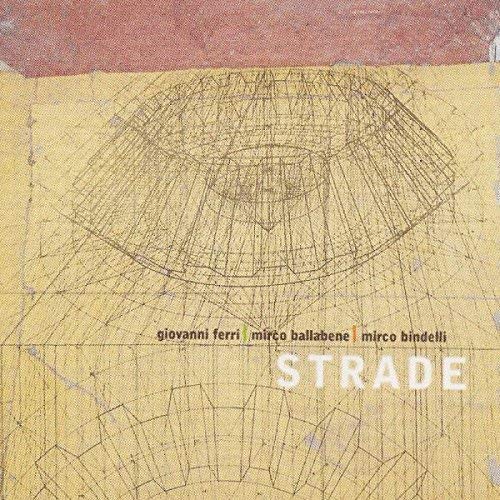 "Yellow and red abstract album cover with 'Strade' text and artist names."